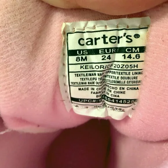 Girl's Snow Boots Size 8 Grey, White, & Pink Thick, Warm, and Sturdy CARTER'S - Picture 6 of 7